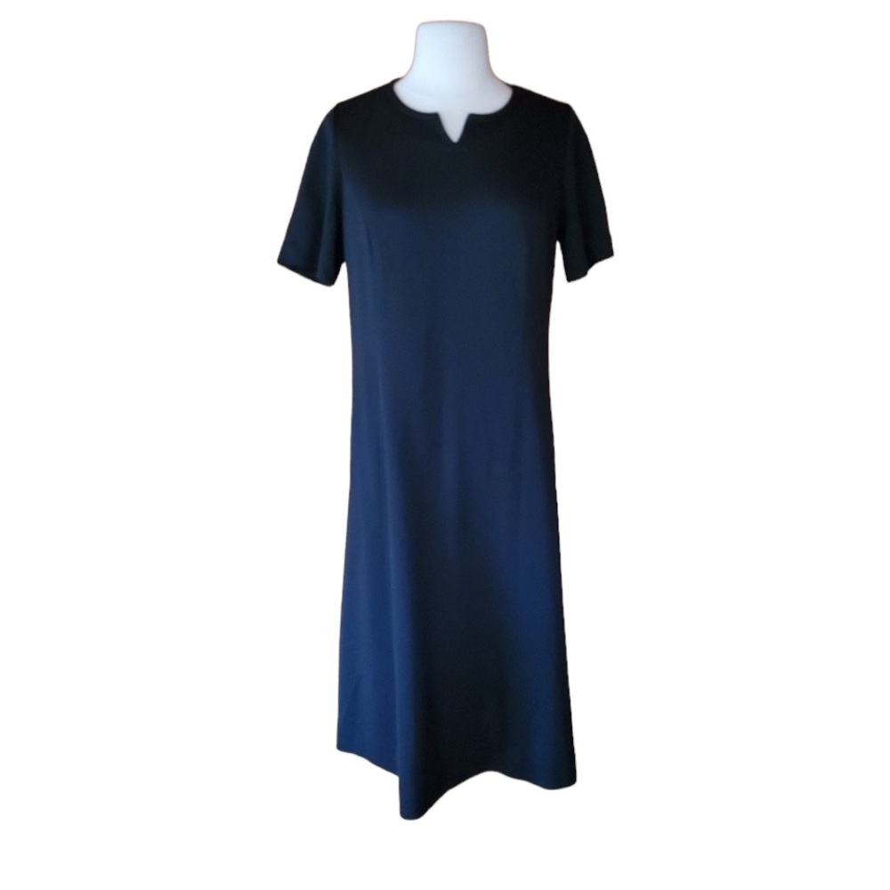 1970s ILGWU Black, Double‎ Knit Polyester, Dress